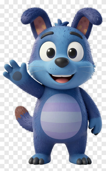 Blue Cartoon Animal Waving PNG