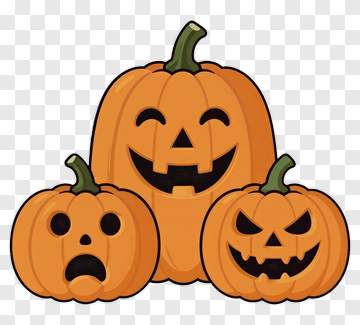 Three Halloween Pumpkins PNG