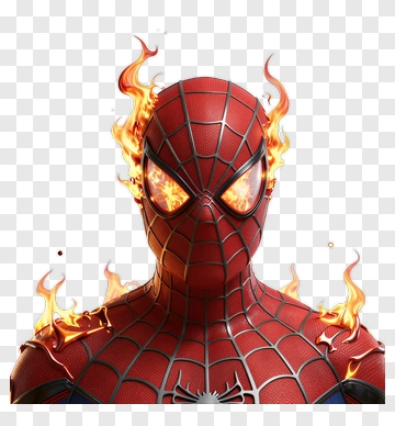 Spider-Man With Fire Effects PNG