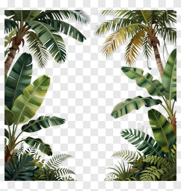 Tropical Jungle Leaves Frame PNG