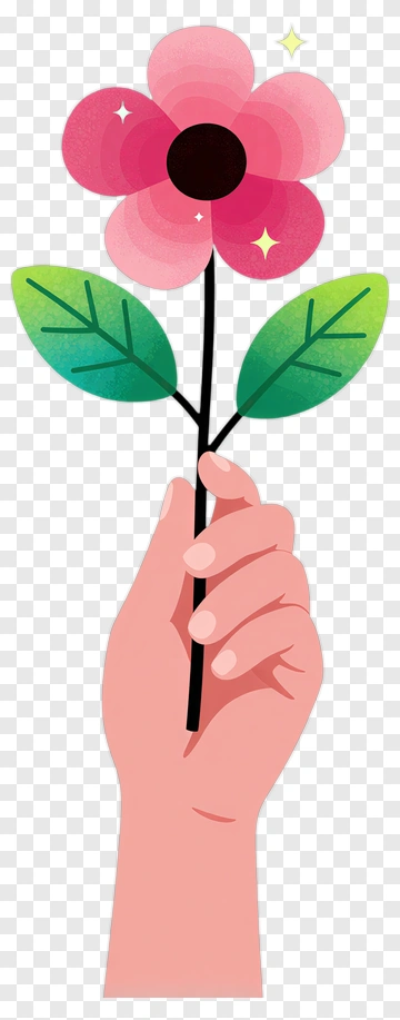 Hand Holding A Pink Flower For Kindness Day PNG
