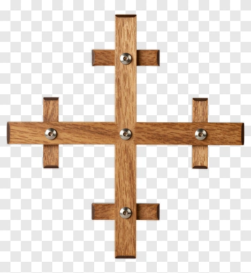 Wooden Cross With Metal Screws PNG