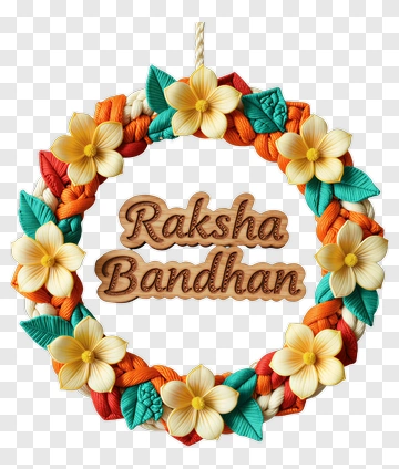 Raksha Bandhan Wreath With Wooden Plaque PNG