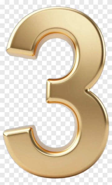 Golden Number Three PNG