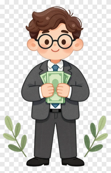 Happy Businessman Holding Money PNG