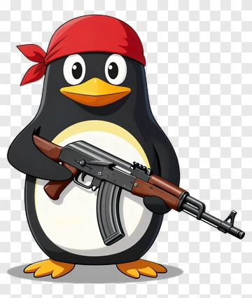 Penguin With Red Bandana And AK-47 PNG