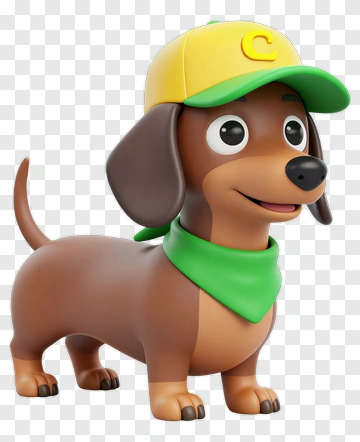 Cartoon Dachshund In Baseball Cap PNG