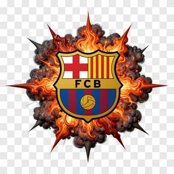 FC Barcelona Emblem With Fiery Explosion PNG