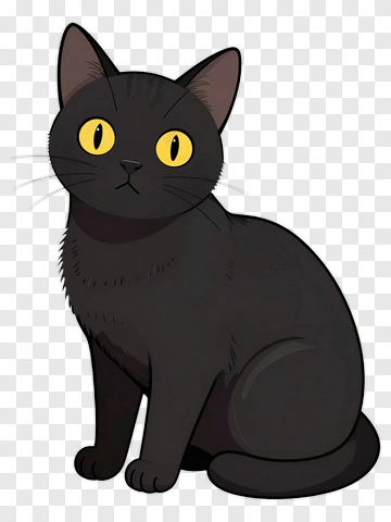 Black Cat With Yellow Eyes PNG