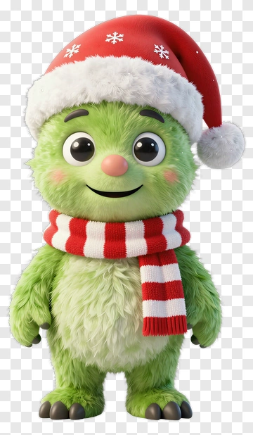 Green Monster In Santa Hat PNG