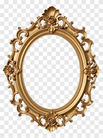 Ornate Gold Mirror With Floral Accents PNG