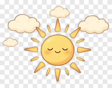 Cute Smiling Sun With Clouds PNG