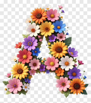 Letter A Made Of Flowers PNG