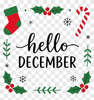 Hello December Holiday Greeting PNG