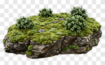 Rock Formation With Green Vegetation PNG