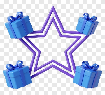 Blue Gift Boxes Around A Purple Star PNG