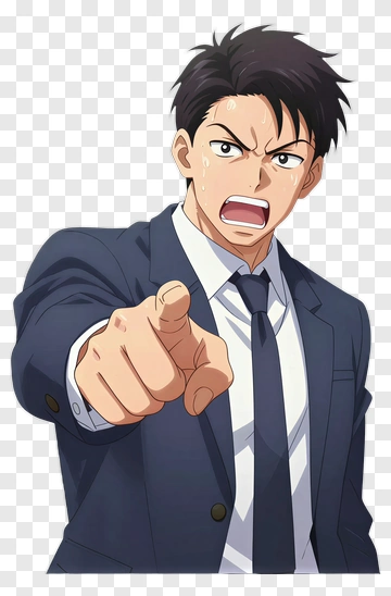 Anime Character Pointing Angry PNG