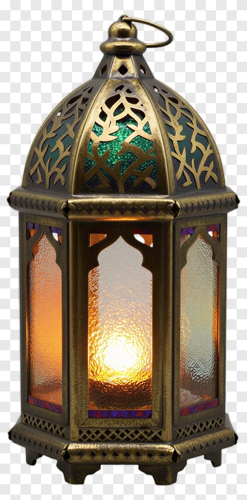 Decorative Islamic Lantern With Warm Light PNG