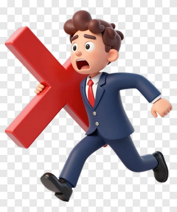 Cartoon Businessman Running With Red X PNG