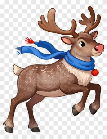 Reindeer With Blue Scarf PNG