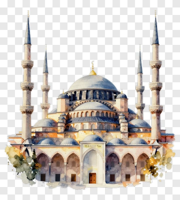 Blue Mosque Watercolor Illustration PNG