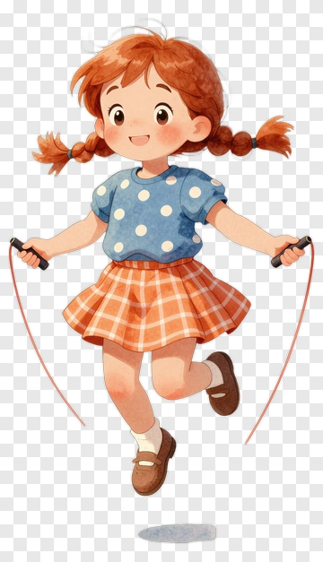Girl Jumping Rope With Pigtails PNG