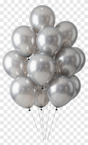 Silver Balloons Cluster PNG