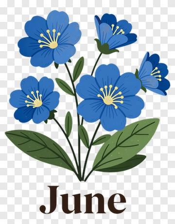 Blue Flower For June PNG