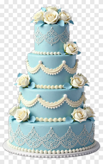 Elegant Blue Wedding Cake With White Roses PNG