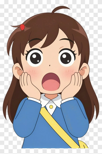 Surprised Anime Girl In School Uniform PNG