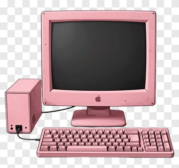Pink Retro Computer Setup PNG