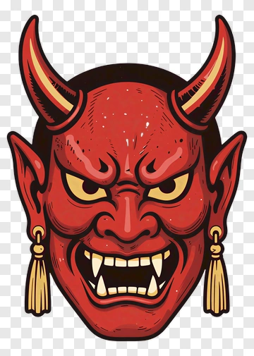 Red Devil Mask With Horns And Tassels PNG