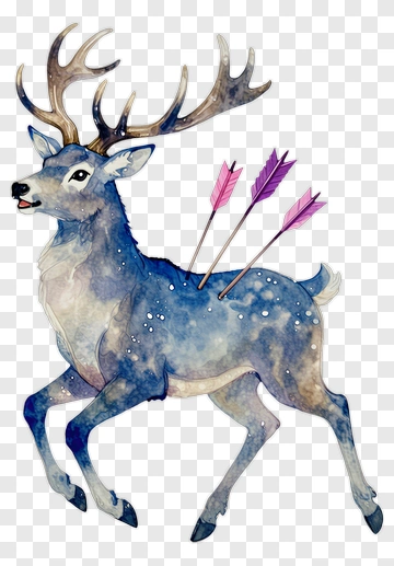 Blue Deer With Pink Arrows PNG