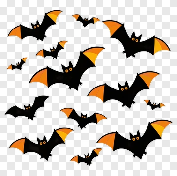 Flying Bats In Orange And Black PNG