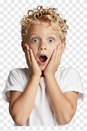 Surprised Child With Hands On Cheeks PNG