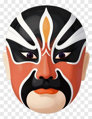 Chinese Opera Mask With Bold Face Paint PNG