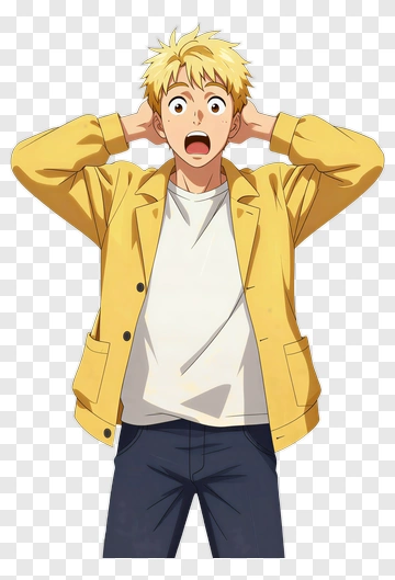 Anime Character With Surprised Expression PNG