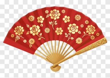 Red And Gold Floral Fan PNG