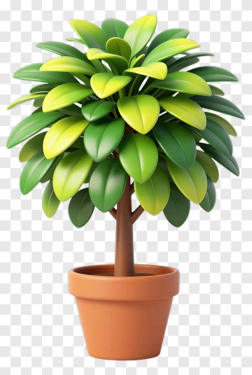 Potted Tree With Green Leaves PNG