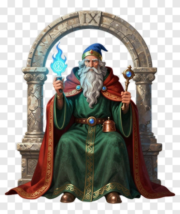 Wizard Seated In Stone Archway PNG