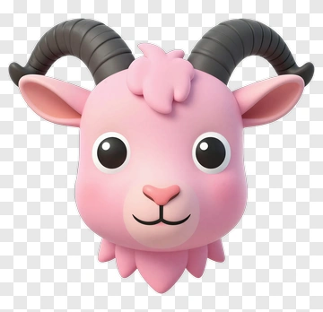 Cute Pink Goat Head PNG