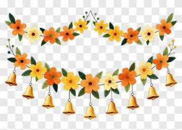 Flower Garland With Hanging Bells PNG