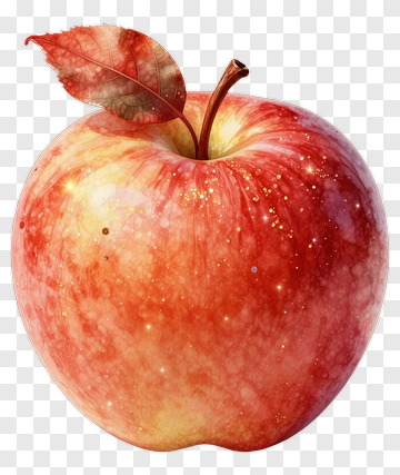 Red Apple With Leaf And Stem PNG