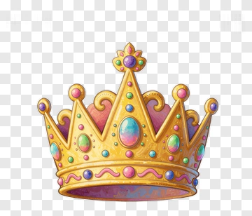 Golden Crown With Rainbow Gemstones PNG