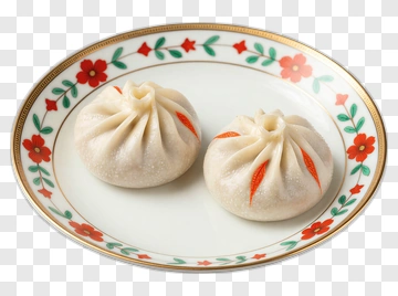 Steamed Buns On Decorative Plate PNG