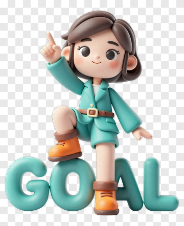 Cartoon Girl Pointing To Goal PNG