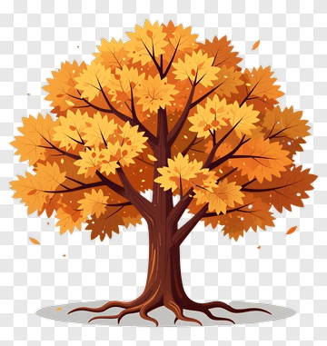 Autumn Tree With Falling Leaves PNG