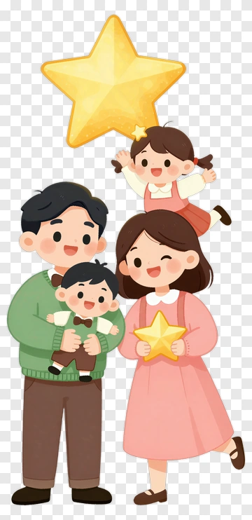 Happy Family With Star Celebration PNG