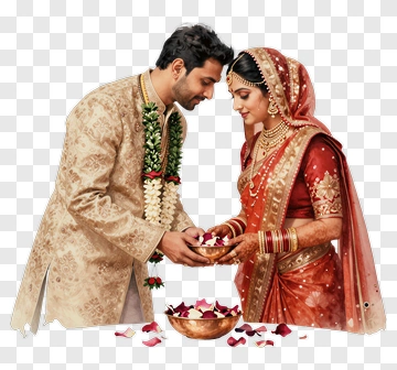 Indian Couple In Wedding Attire PNG