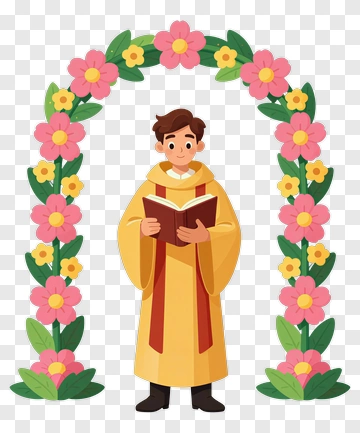 Cartoon Priest Holding Book PNG